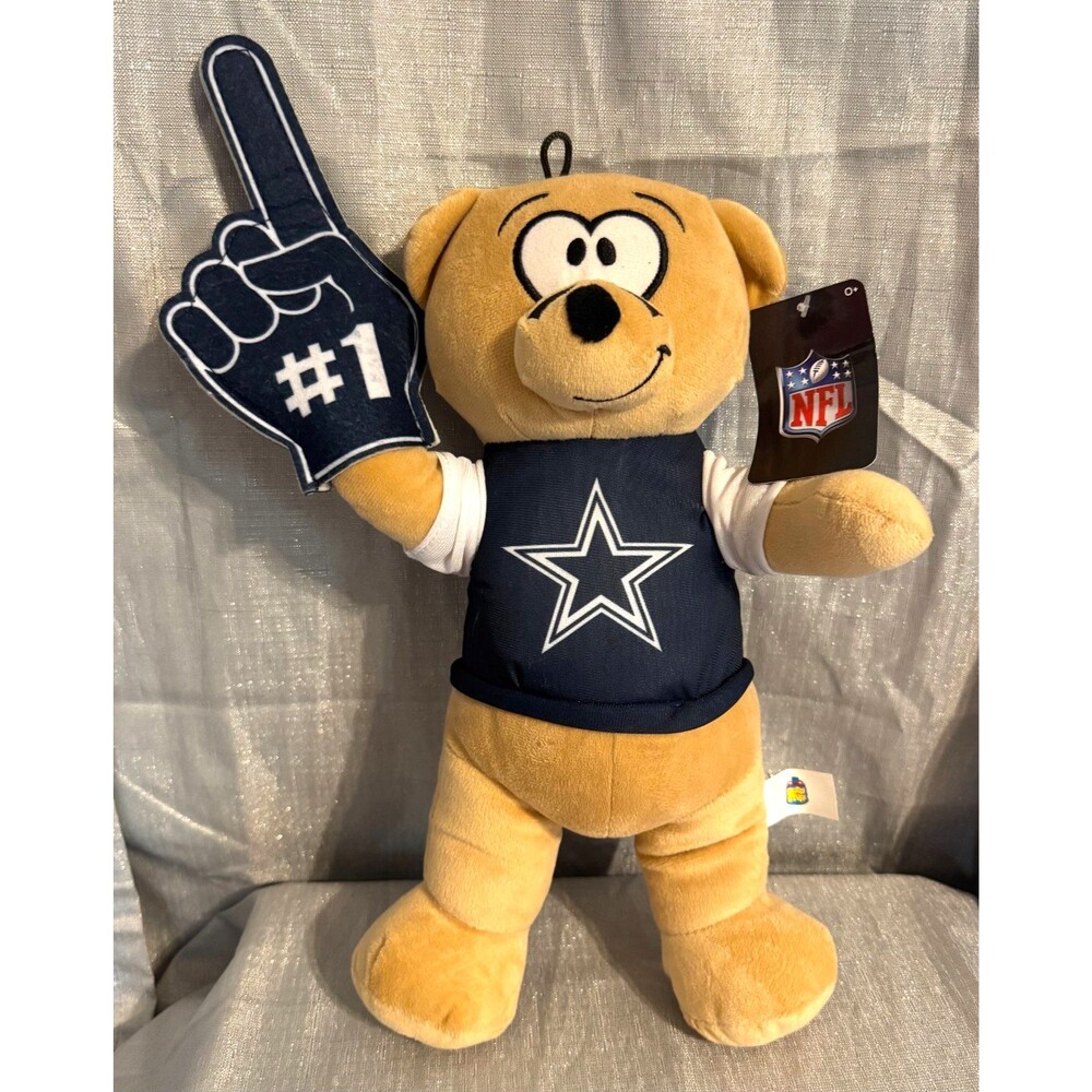 Official NFL Dallas Cowboys 13" Teddy Bear Fan Jersey Foam Finger Plush w/ Tags